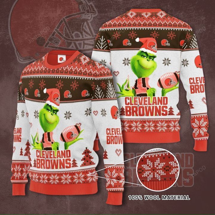 Grinch Santa Cleveland Browns Christmas Ugly Sweater- Best Christmas Gifts 2023