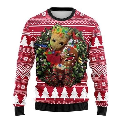 Groot Hug Arizona Cardinals Christmas Ugly Sweater- Best Christmas Gifts 2023