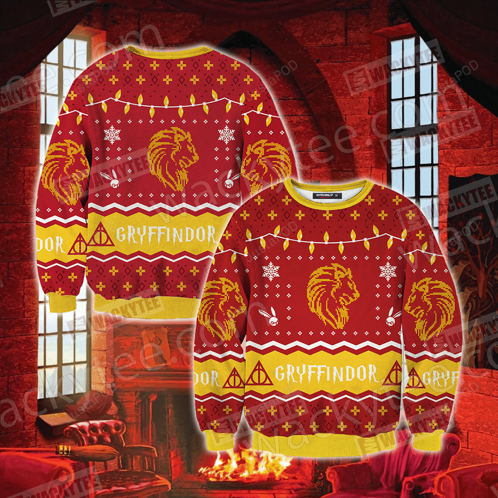 Gryffindor House Harry Potter Unisex Christmas Ugly Sweater- Best Christmas Gifts 2023