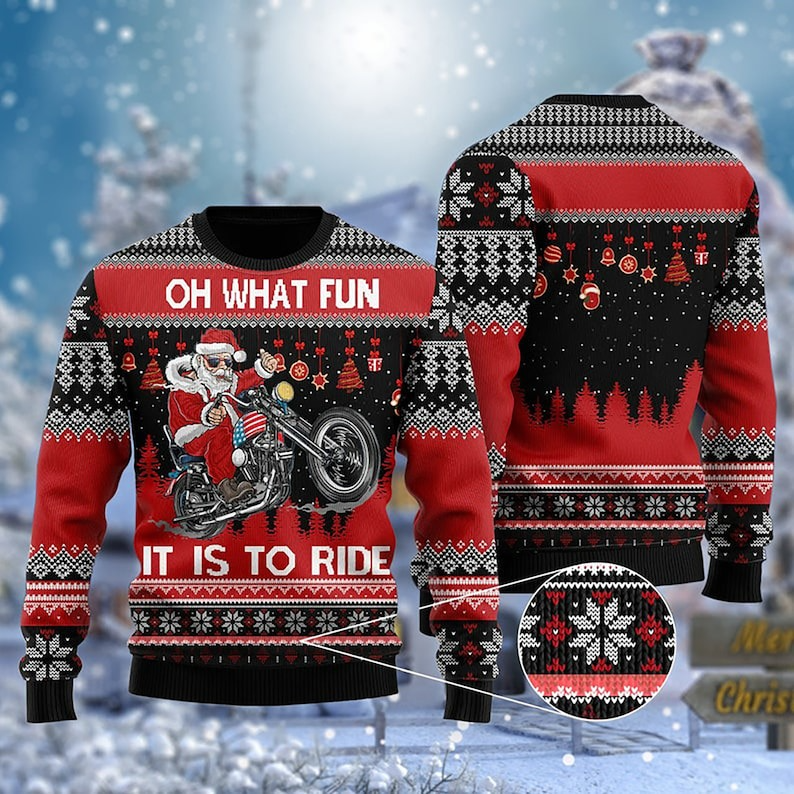 Harley Davidson Oh What It Is To Ride Ugly Christmas Sweater