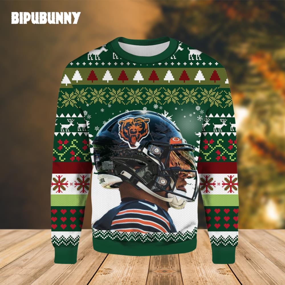 Helmet Chicago Bears Ugly Christmas Sweater- Best Christmas Gifts 2023