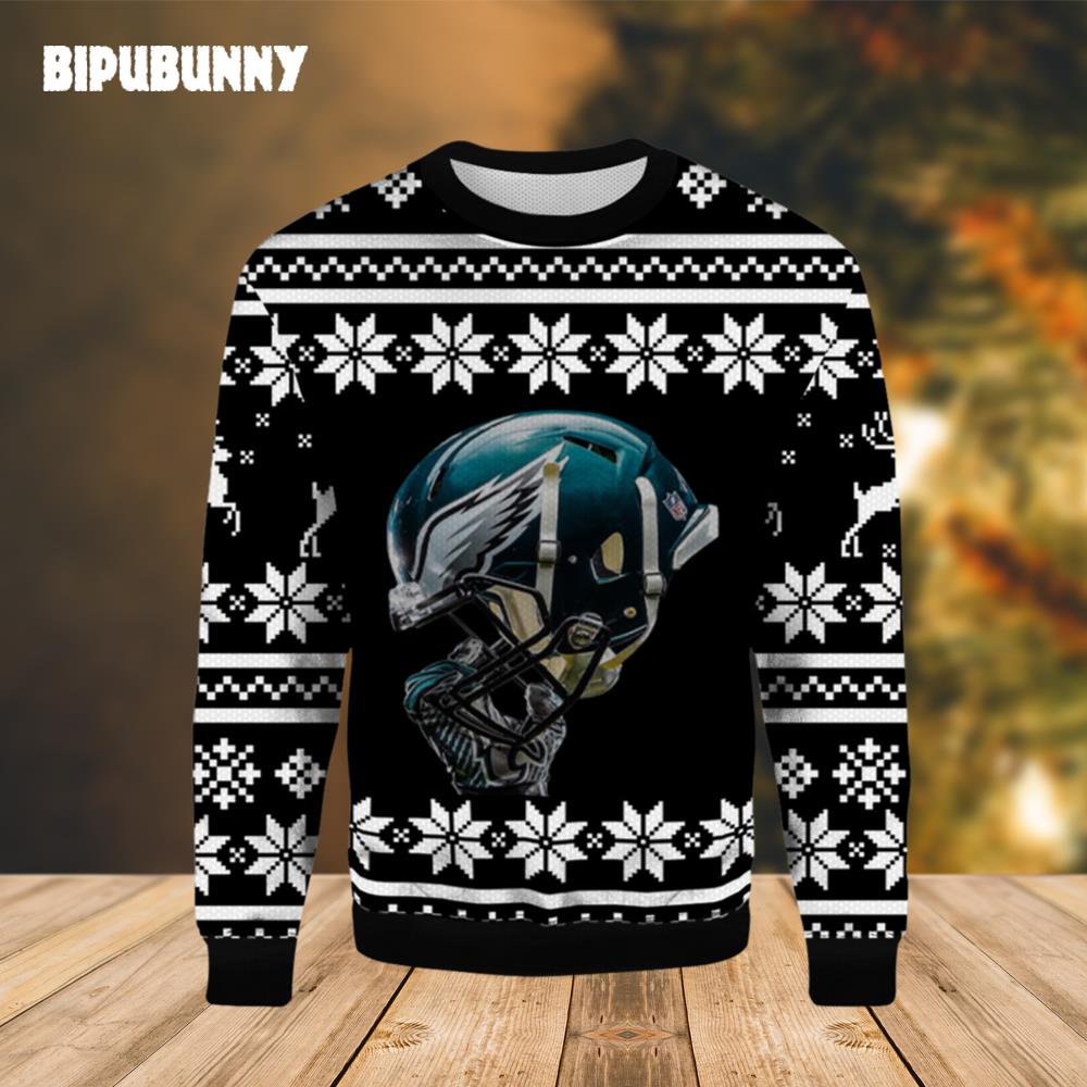 Helmet Philadelphia Eagles Ugly Christmas Sweater- Best Christmas Gifts 2023