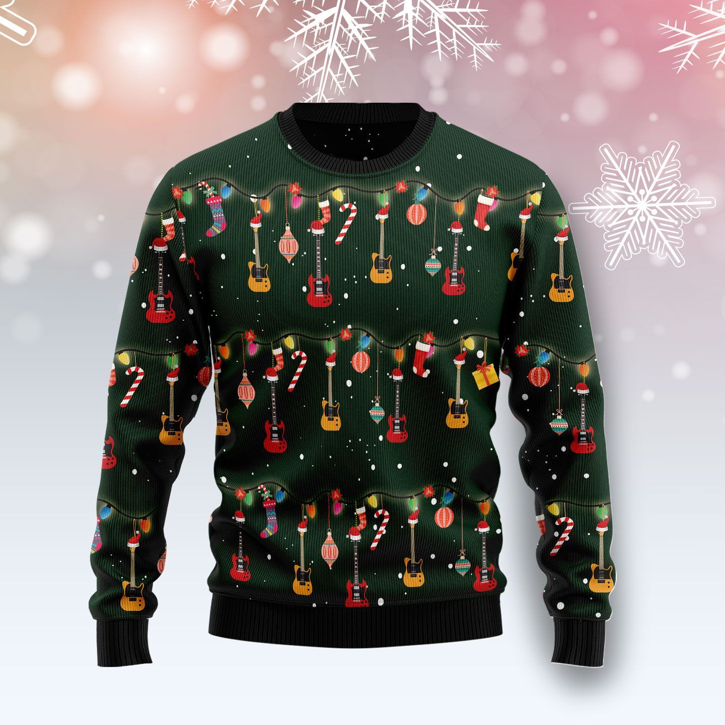 Instrument Guitar Pattern Christmas Ugly Sweater- Best Christmas Gifts 2023