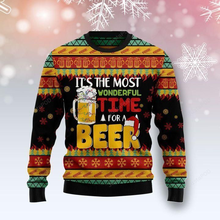 Its The Most Wonderful Time For A Beer Christmas Ugly Sweater- Best Christmas Gifts 2023