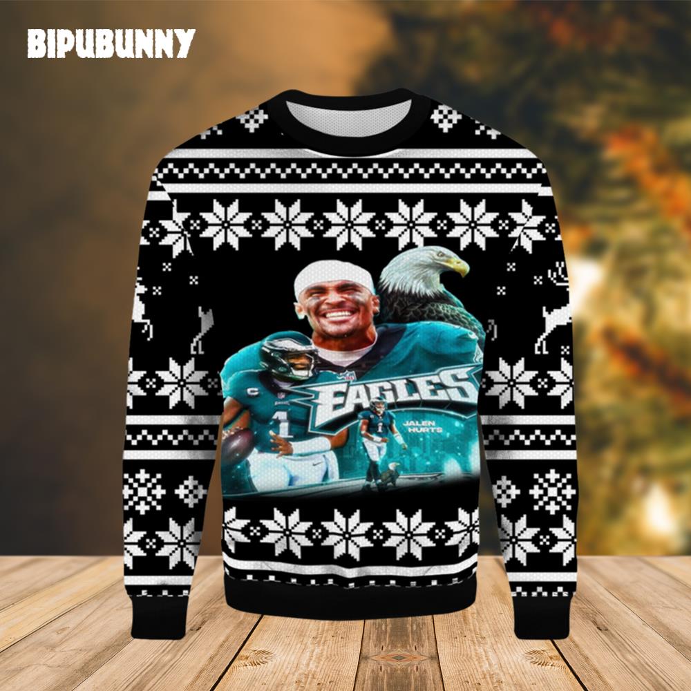 Jalen Hurts Eagles Ugly Christmas Sweater- Best Christmas Gifts 2023