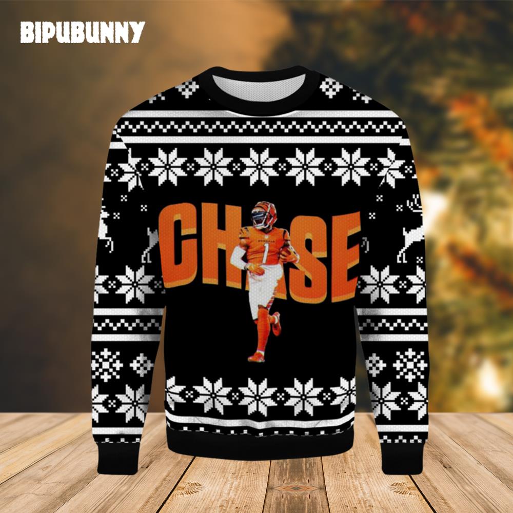 Jamarr Chase Bengals Ugly Christmas Sweater- Best Christmas Gifts 2023