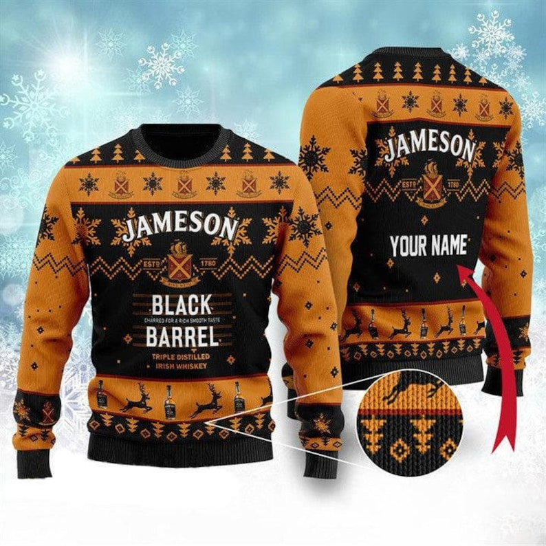 Jameson Whiskey Black Barre Ugly Christmas Sweater