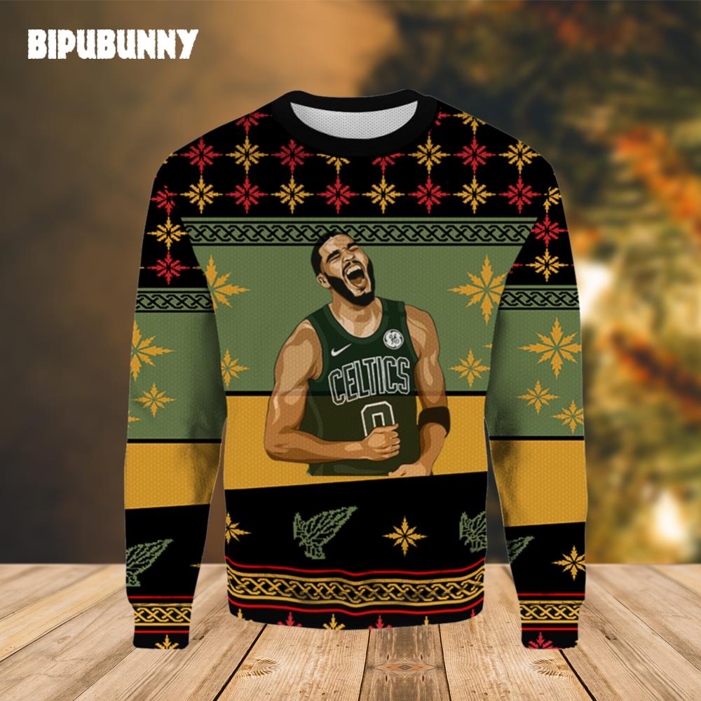 Jayson Tatum Art Celtics Ugly Christmas Sweater