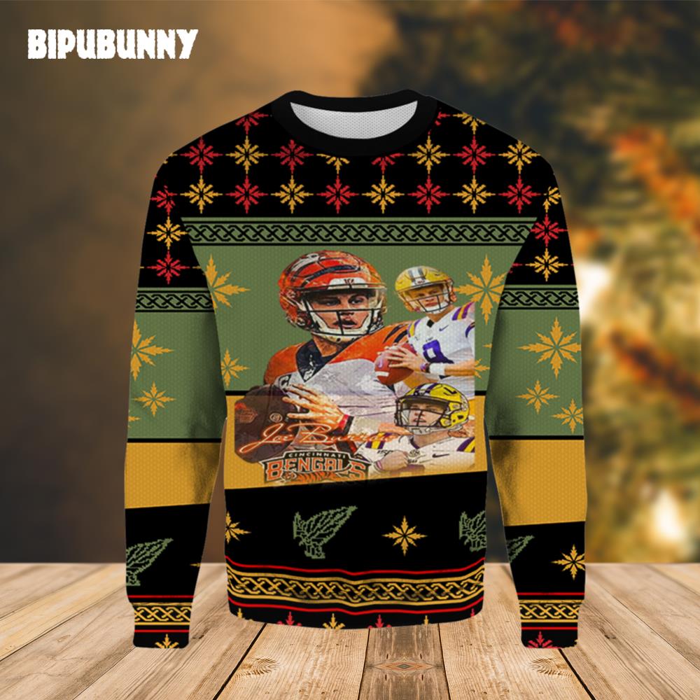 Joe Burrow Bengals Quarterback Ugly Christmas Sweater- Best Christmas Gifts 2023