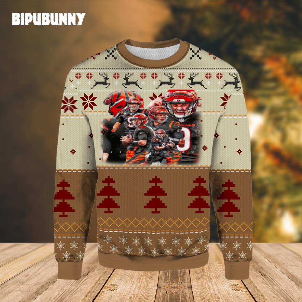 Joe Burrow Cincinnati Bengals Ugly Sweater- Best Christmas Gifts 2023