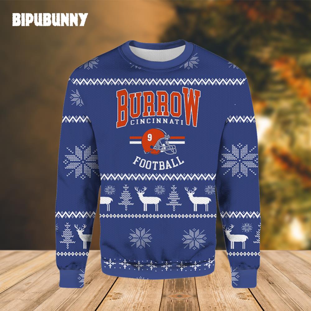 Joe Burrow Cincinnati Football Ugly Christmas Sweater- Best Christmas Gifts 2023