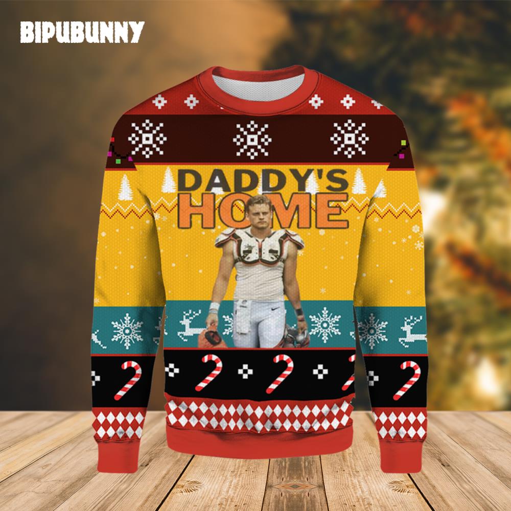 Joe Burrow Daddy’s Home Bengals Ugly Sweater- Best Christmas Gifts 2023