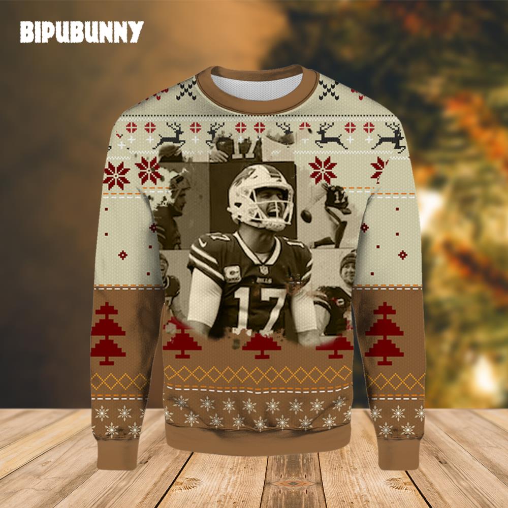 Josh Allen Buffalo Bills Ugly Christmas Sweater- Best Christmas Gifts 2023