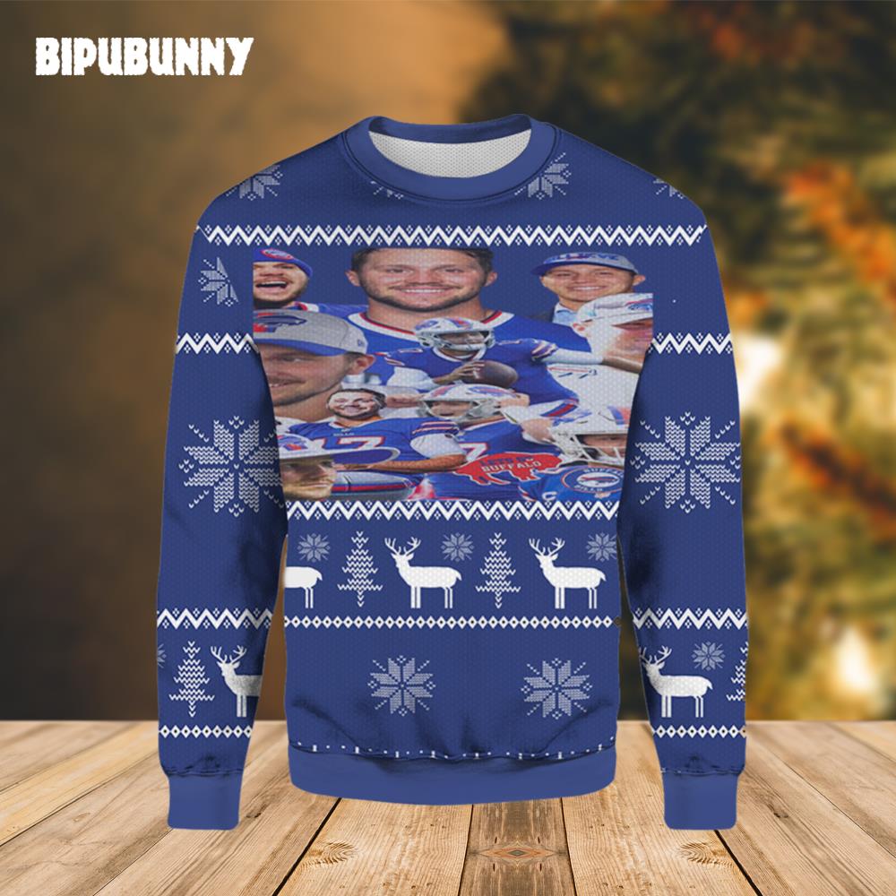 Josh Allen Lets Go Buffalo Bills Ugly Christmas Sweater- Best Christmas Gifts 2023