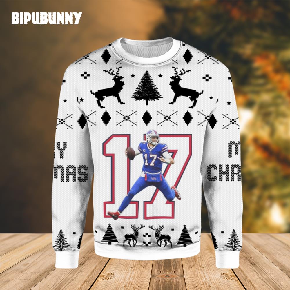 Josh Allen No.17 Buffalo Bills Ugly Christmas Sweater- Best Christmas Gifts 2023