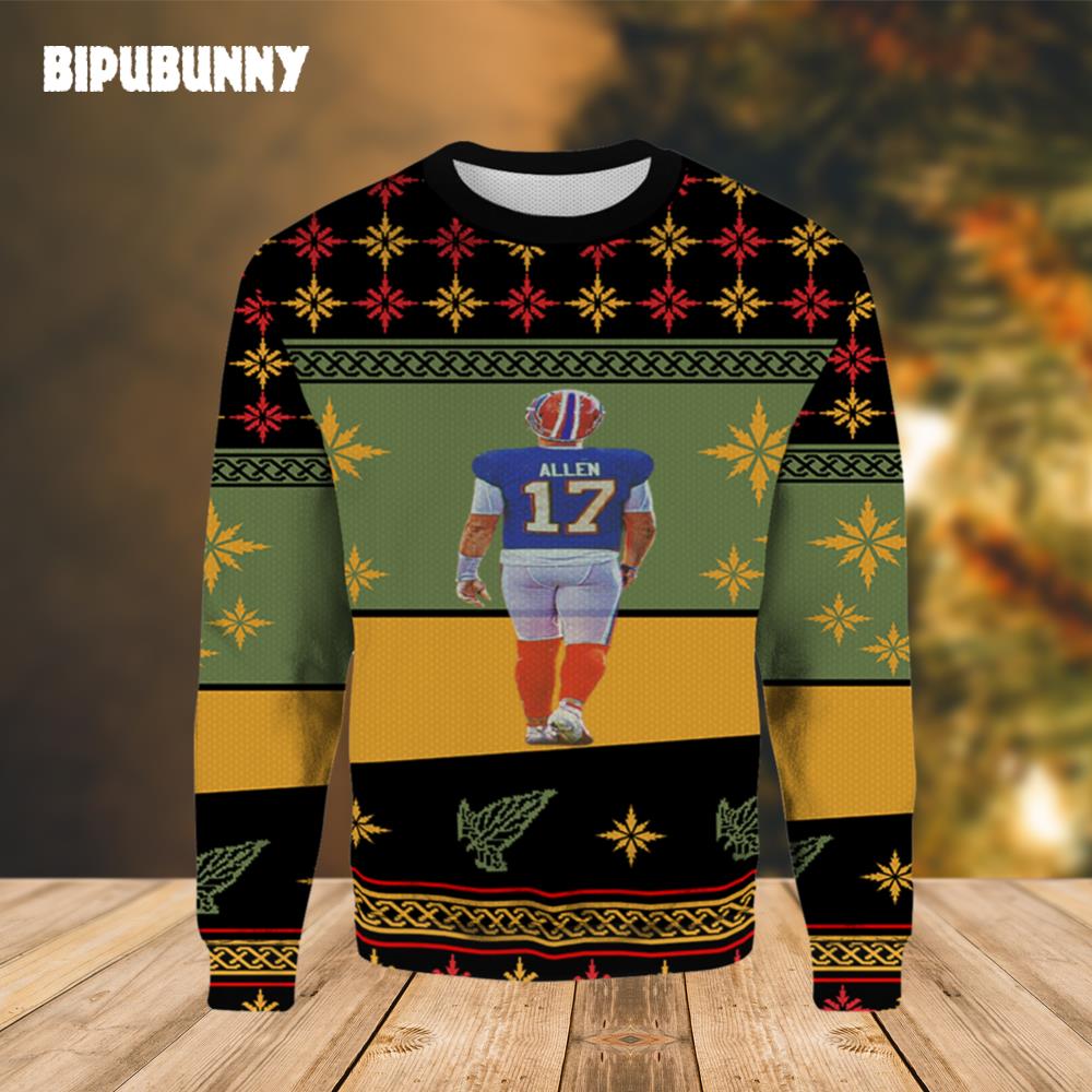 Josh Allen Quarterback Ugly Chritsmas Sweater- Best Christmas Gifts 2023