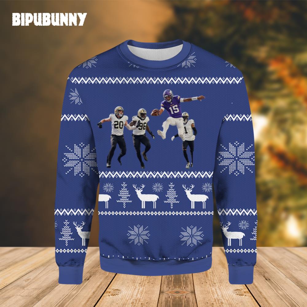 Joshua Dobbs Minnesota Vikings Ugly Christmas Sweater- Best Christmas Gifts 2023