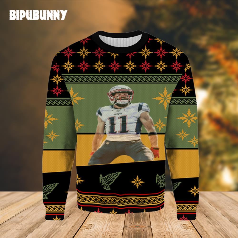 Julian Edelman New England Patriots Ugly Sweater- Best Christmas Gifts 2023