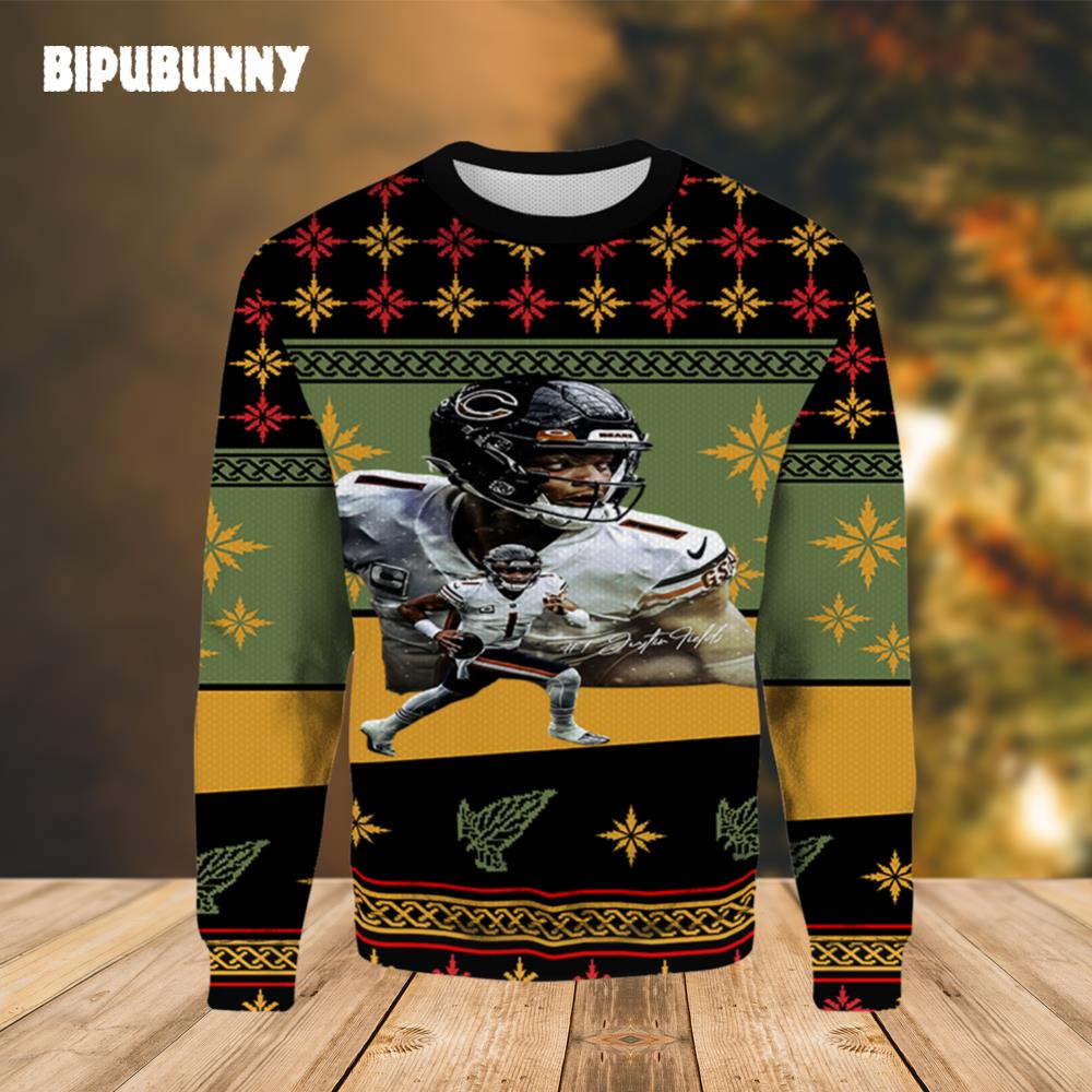 Justin Fields Chicago Bears Ugly Sweater- Best Christmas Gifts 2023