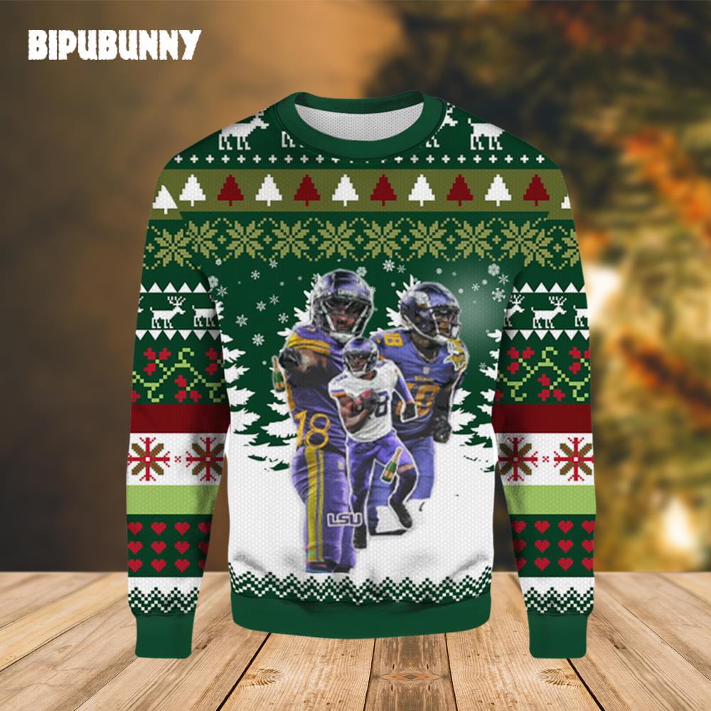 Justin Jefferson Alcohol Vikings Ugly Christmas Sweater- Best Christmas Gifts 2023