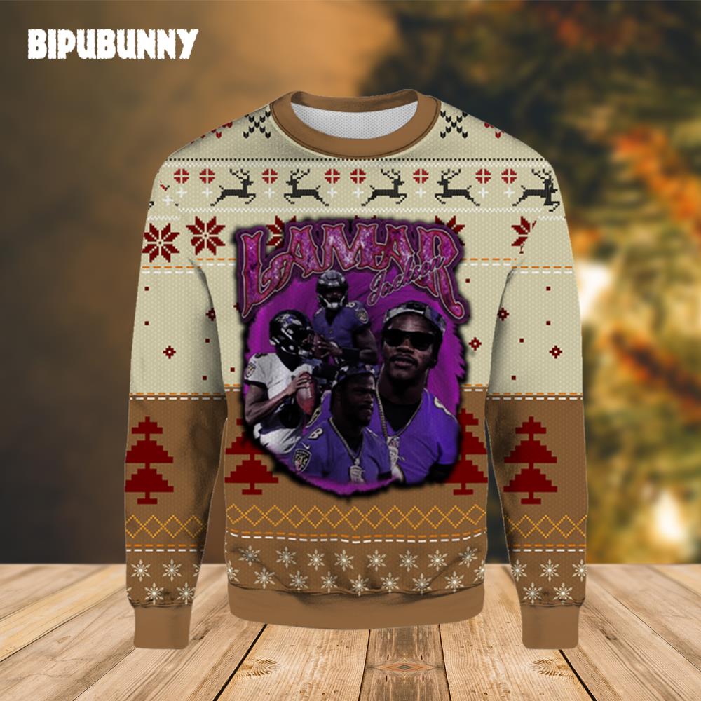 Lamar Jackson Baltimore Ravens Ugly Sweater- Best Christmas Gifts 2023