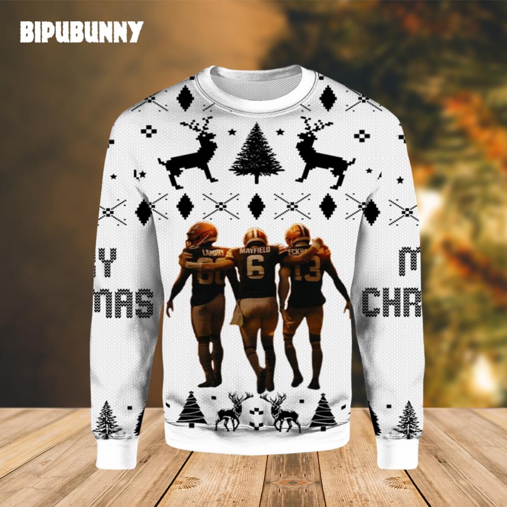 Landry, Mayfield and Beckham Jr Ugly Christmas Sweater