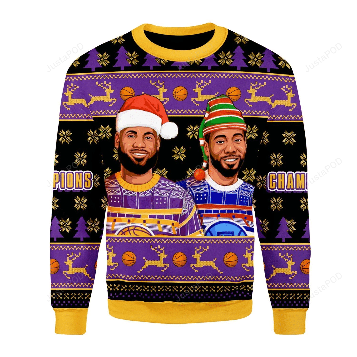 Lebron James And Kawhi Leonard Basketball Christmas Ugly Sweater- Best Christmas Gifts 2023