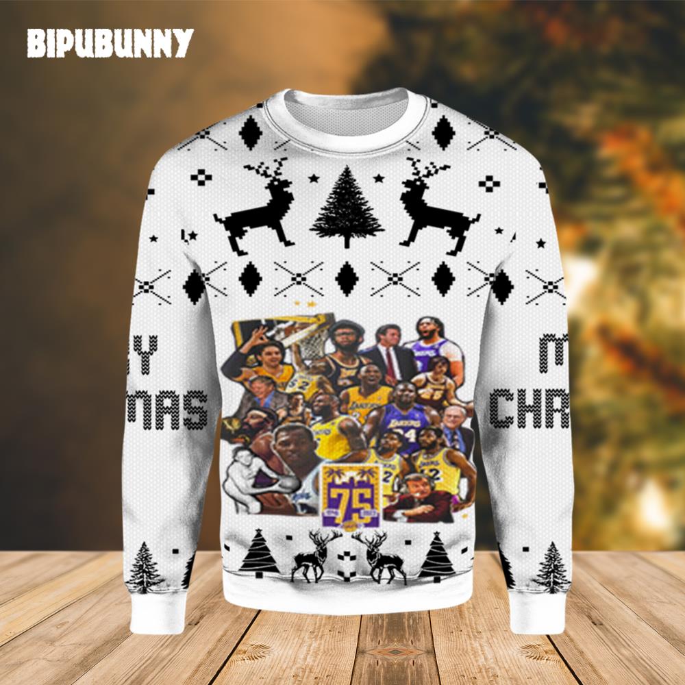 Los Angeles Lakers 75th Anniversary Ugly Sweater- Best Christmas Gifts 2023