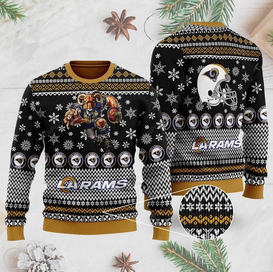 Los Angeles Rams With Rampage The Mascot Christmas Ugly Sweater- Best Christmas Gifts 2023