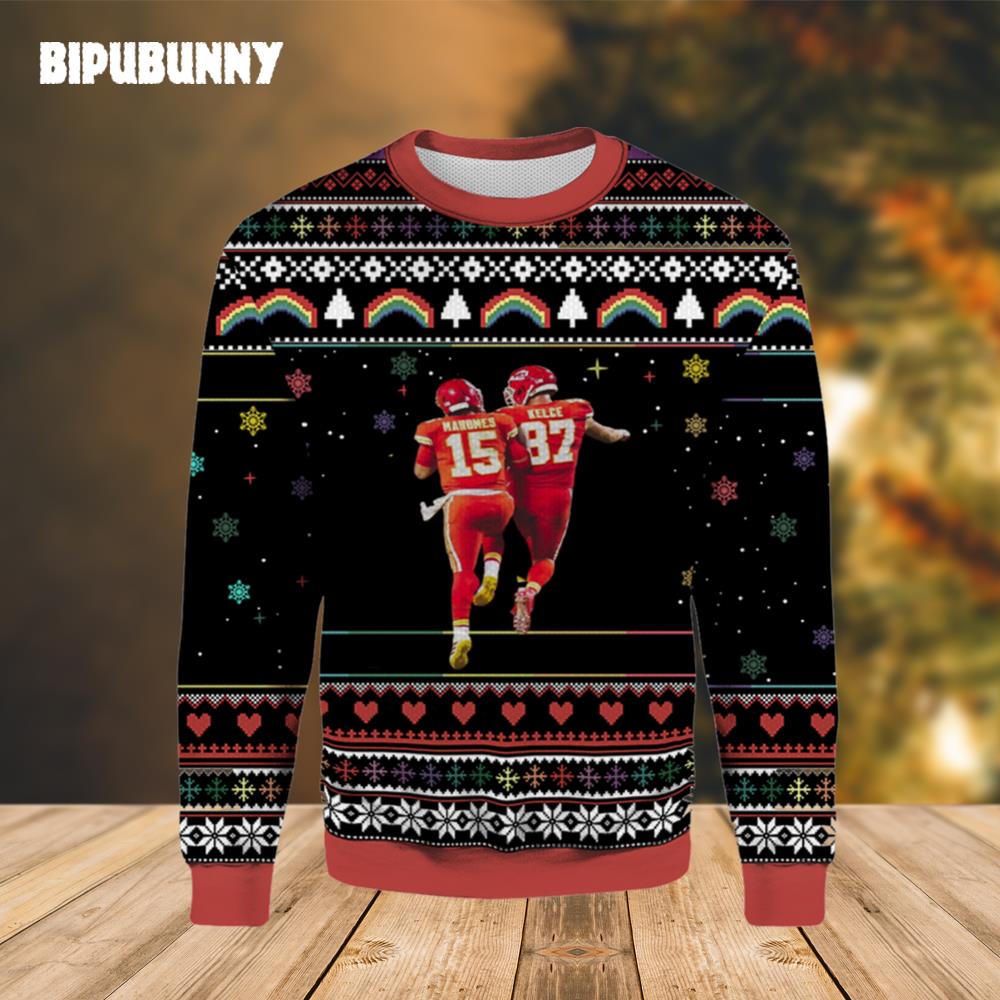 Mahomes and Kelce Kansas City Chiefs Ugly Sweater