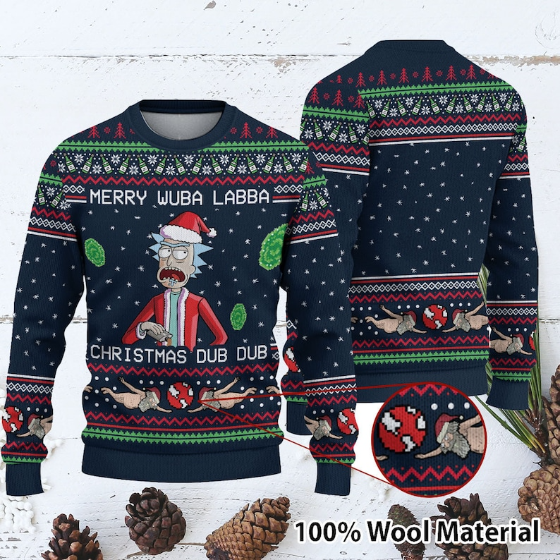 Merry Wubba Lubba Rick Morty Ugly Christmas Sweater