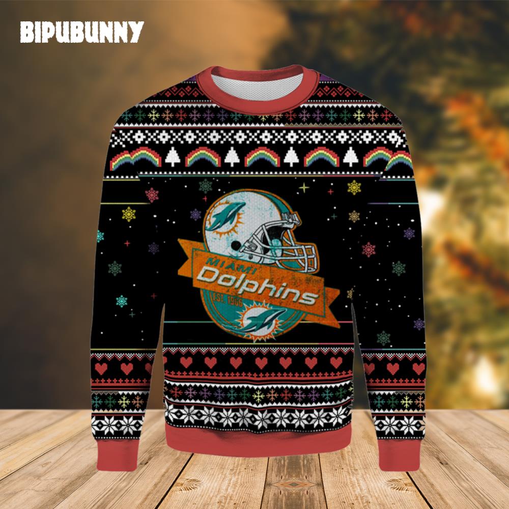 Miami Dolphins EST 1966 Ugly Christmas Sweater- Best Christmas Gifts 2023