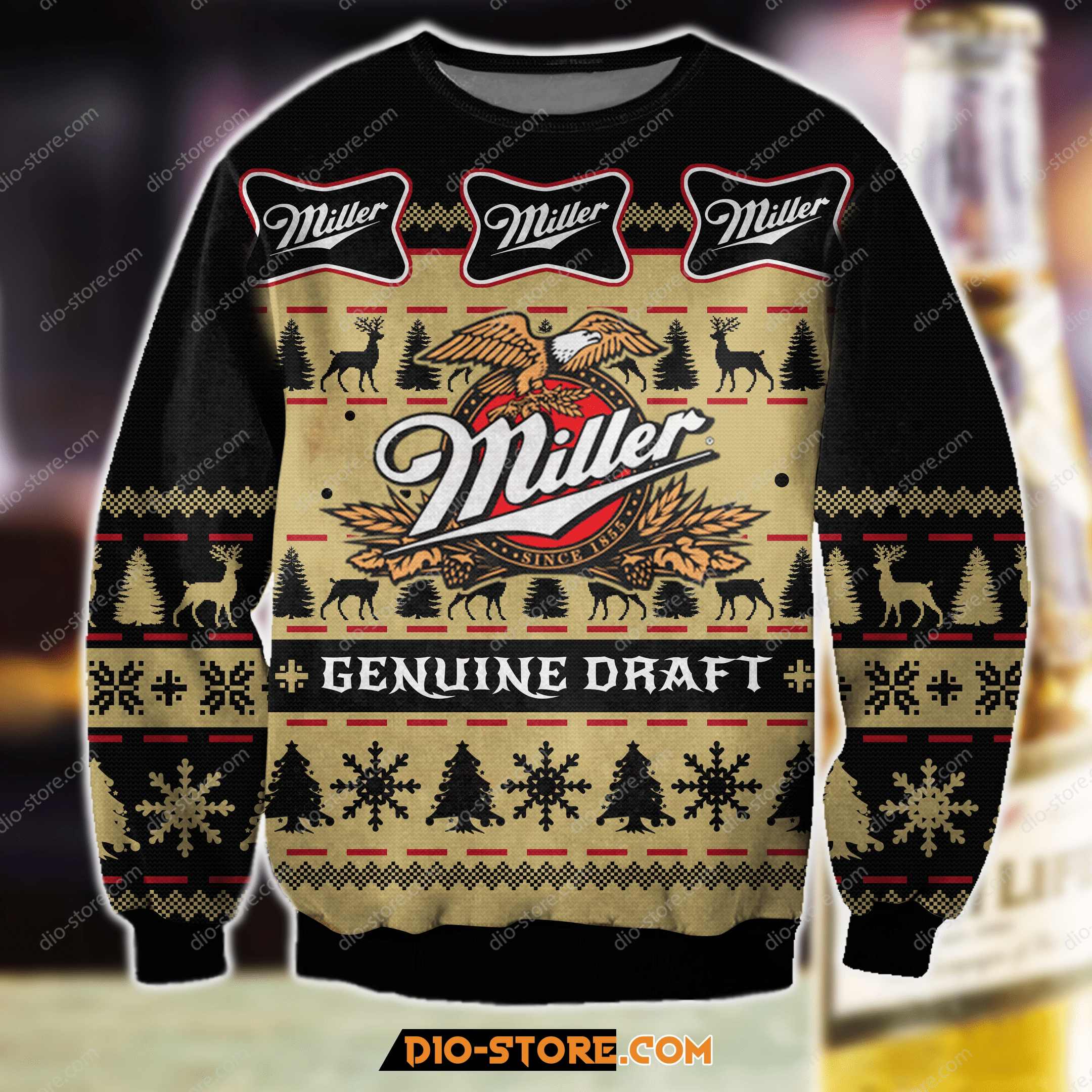 Miller Genuine Draft Beer Christmas  Ugly Sweater- Best Christmas Gifts 2023