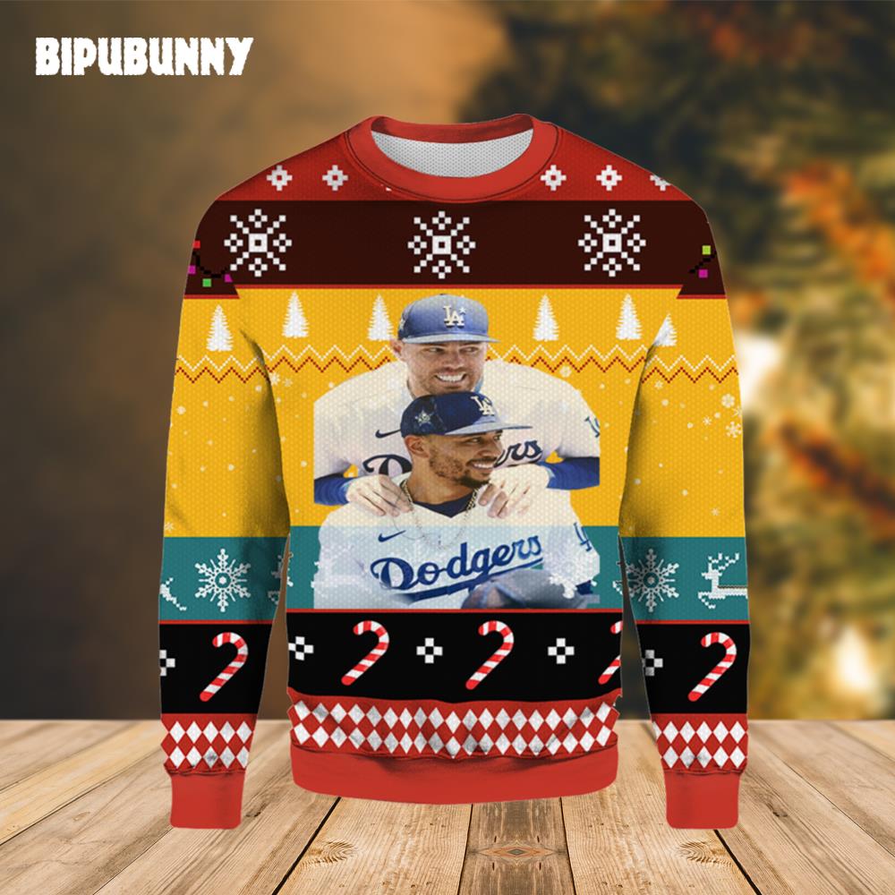 Mookie Betts and Freddie Freeman Dodgers Ugly Sweater- Best Christmas Gifts 2023