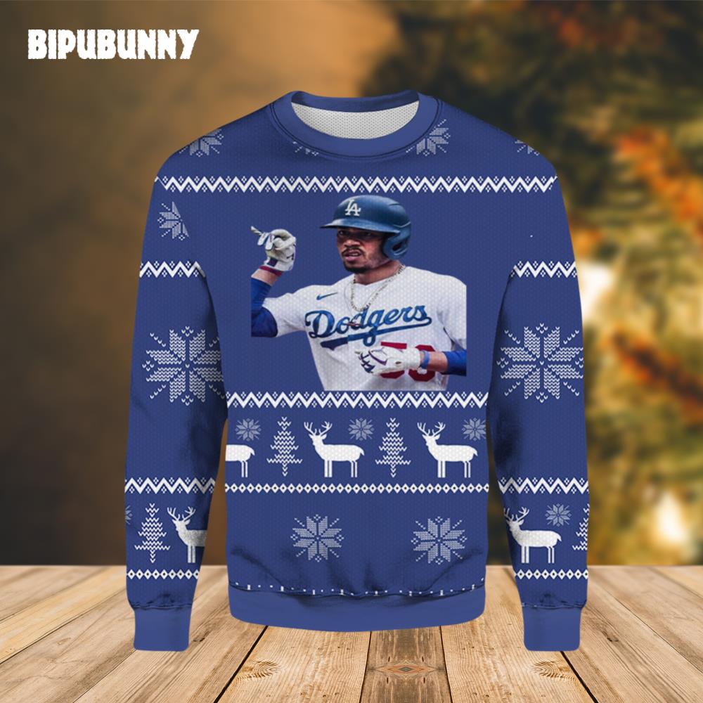 Mookie Betts LA Dodgers Ugly Sweater- Best Christmas Gifts 2023