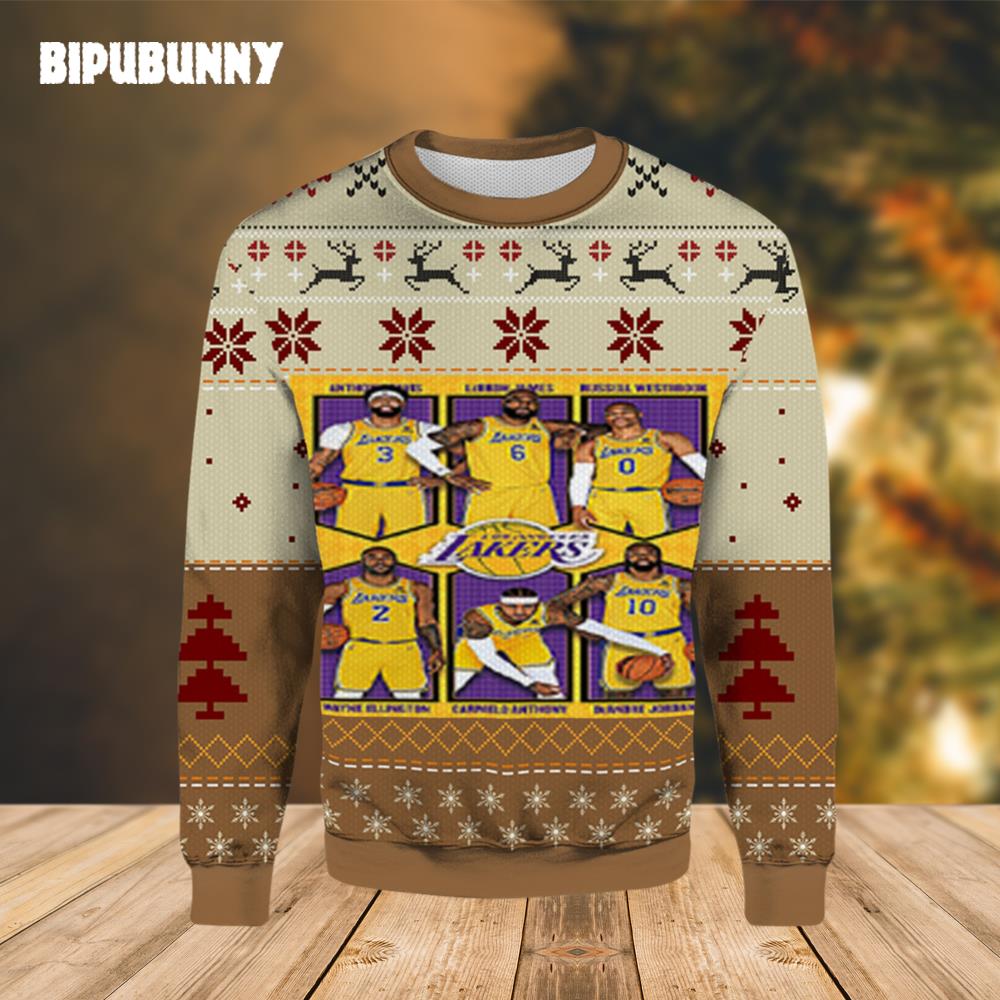 NBA Los Angeles Lakers Poster Team Ugly Sweater- Best Christmas Gifts 2023