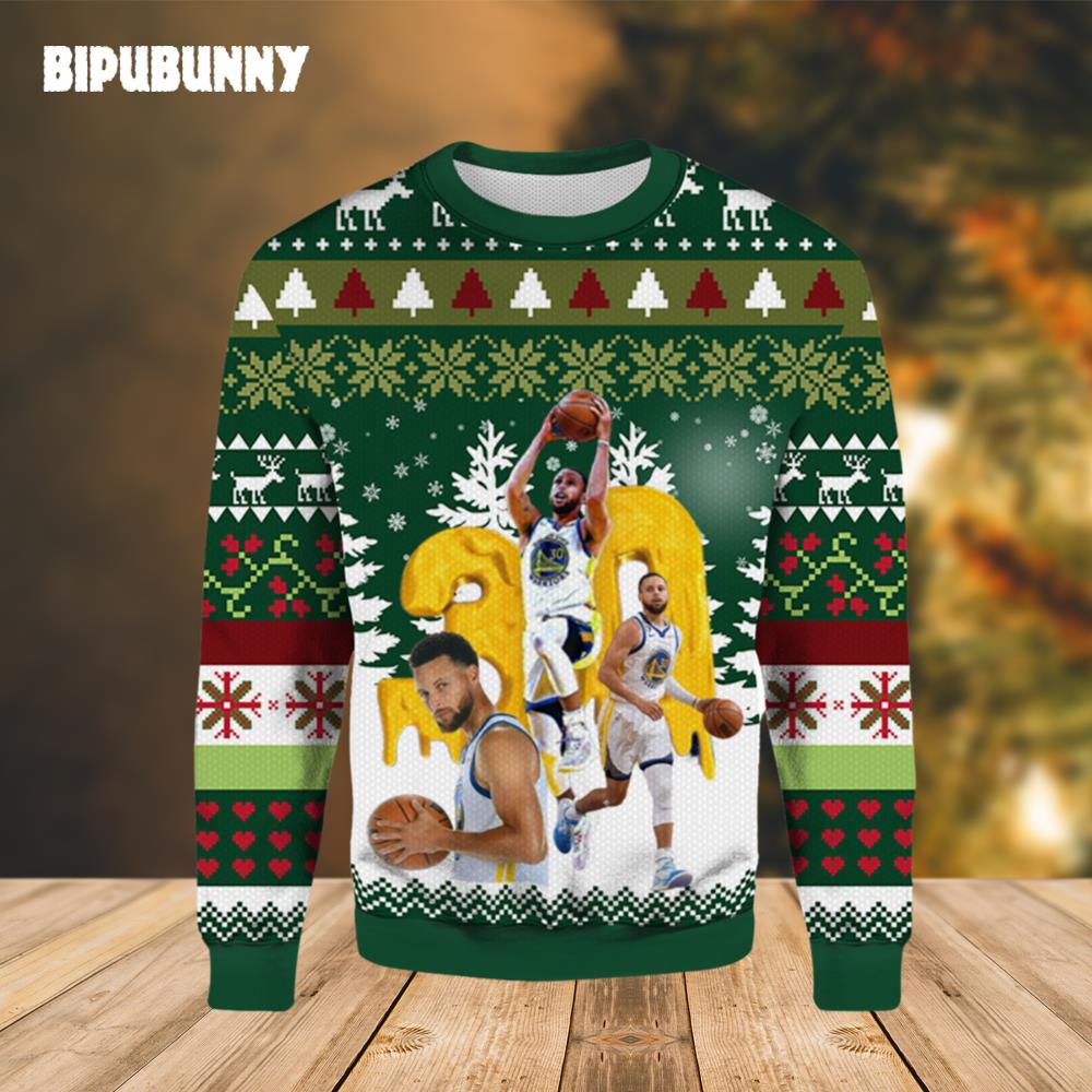 NBA Stephen Curry Warriors Ugly Christmas Sweater- Best Christmas Gifts 2023