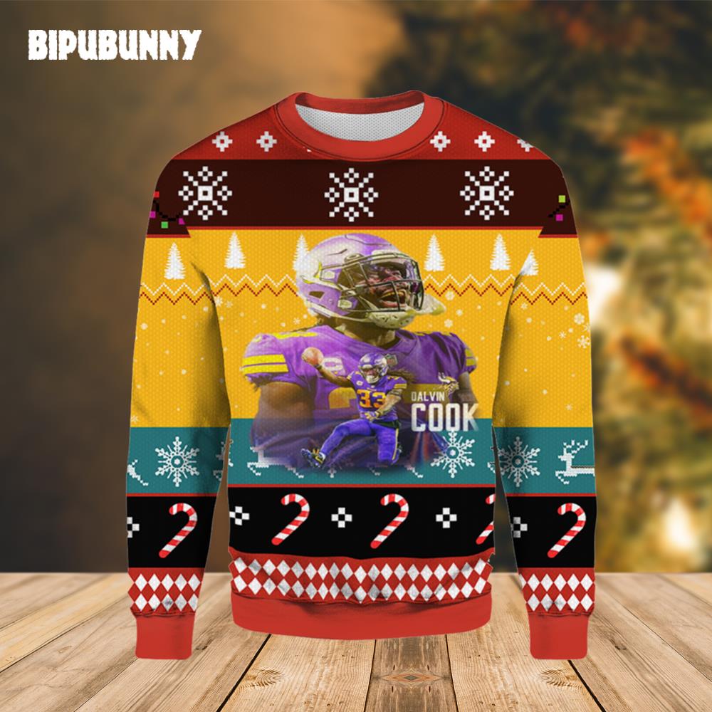 NFL Dalvin Cook Minnesota Vikings Ugly Sweater- Best Christmas Gifts 2023