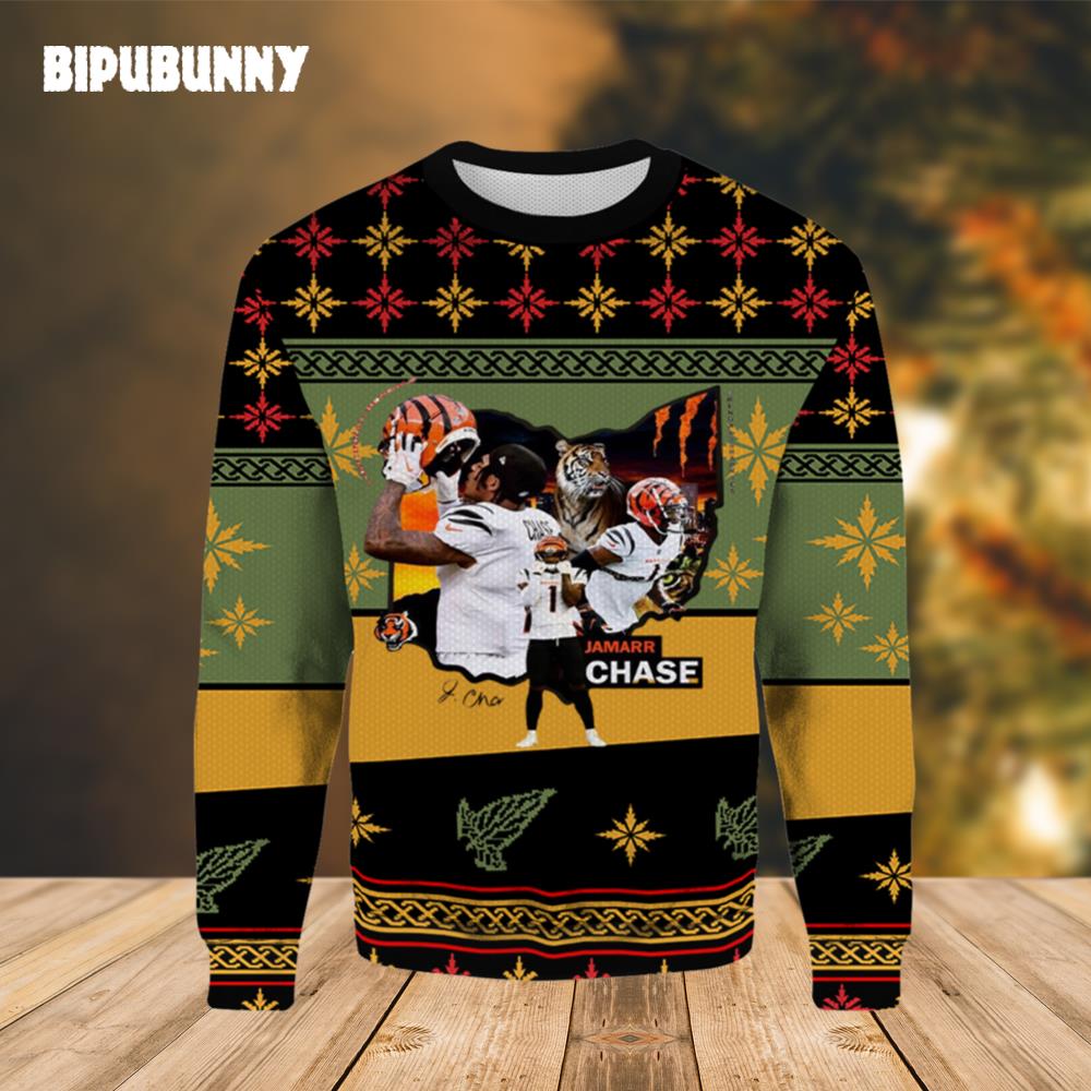 NFL Ja’marr Chase Tiger Bengals Ugly Christmas Sweater- Best Christmas Gifts 2023