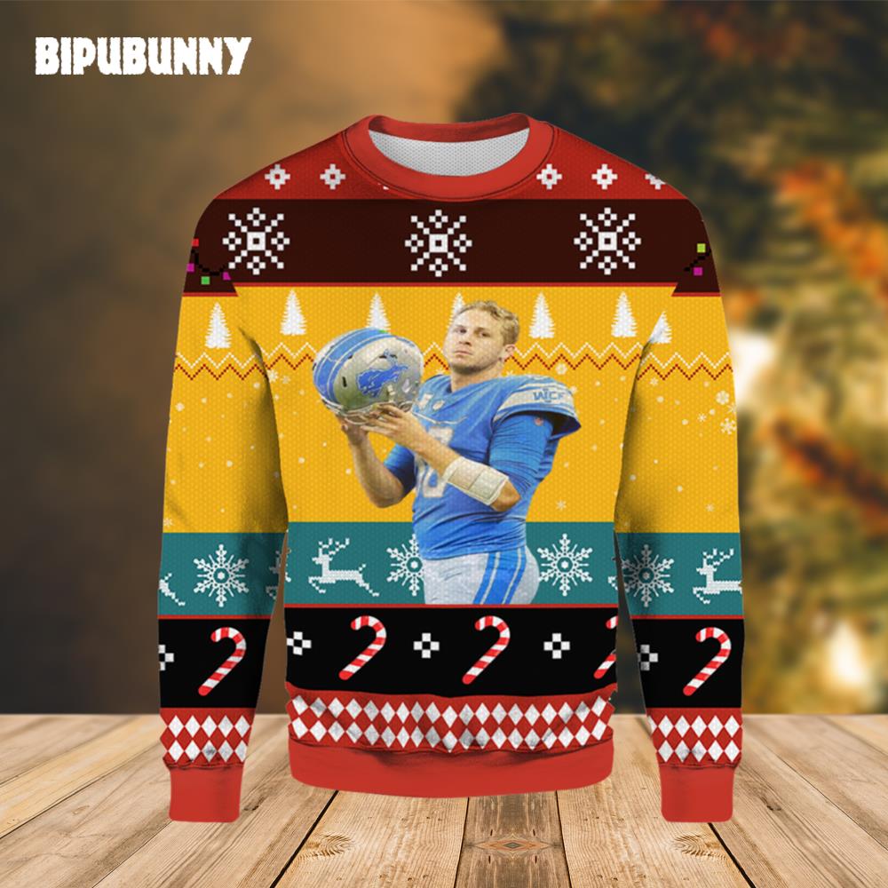 NFL Jared Goff Ugly Christmas Sweater- Best Christmas Gifts 2023