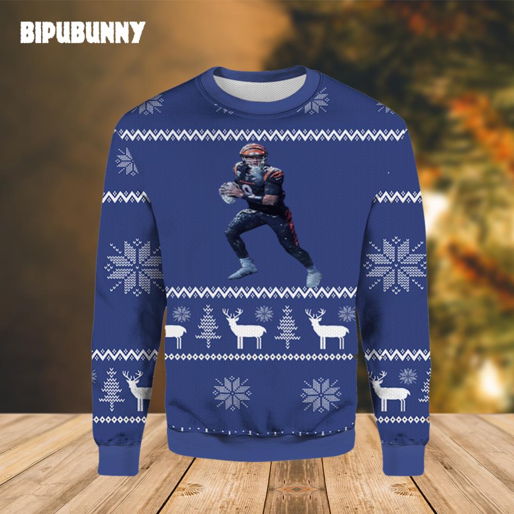 NFL Joe Burrow Bengals Ugly Christmas Sweater- Best Christmas Gifts 2023