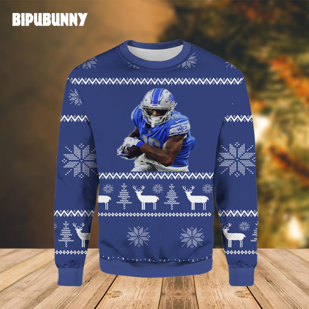 NFL Kenny Golladay Lions Ugly Christmas Sweater- Best Christmas Gifts 2023