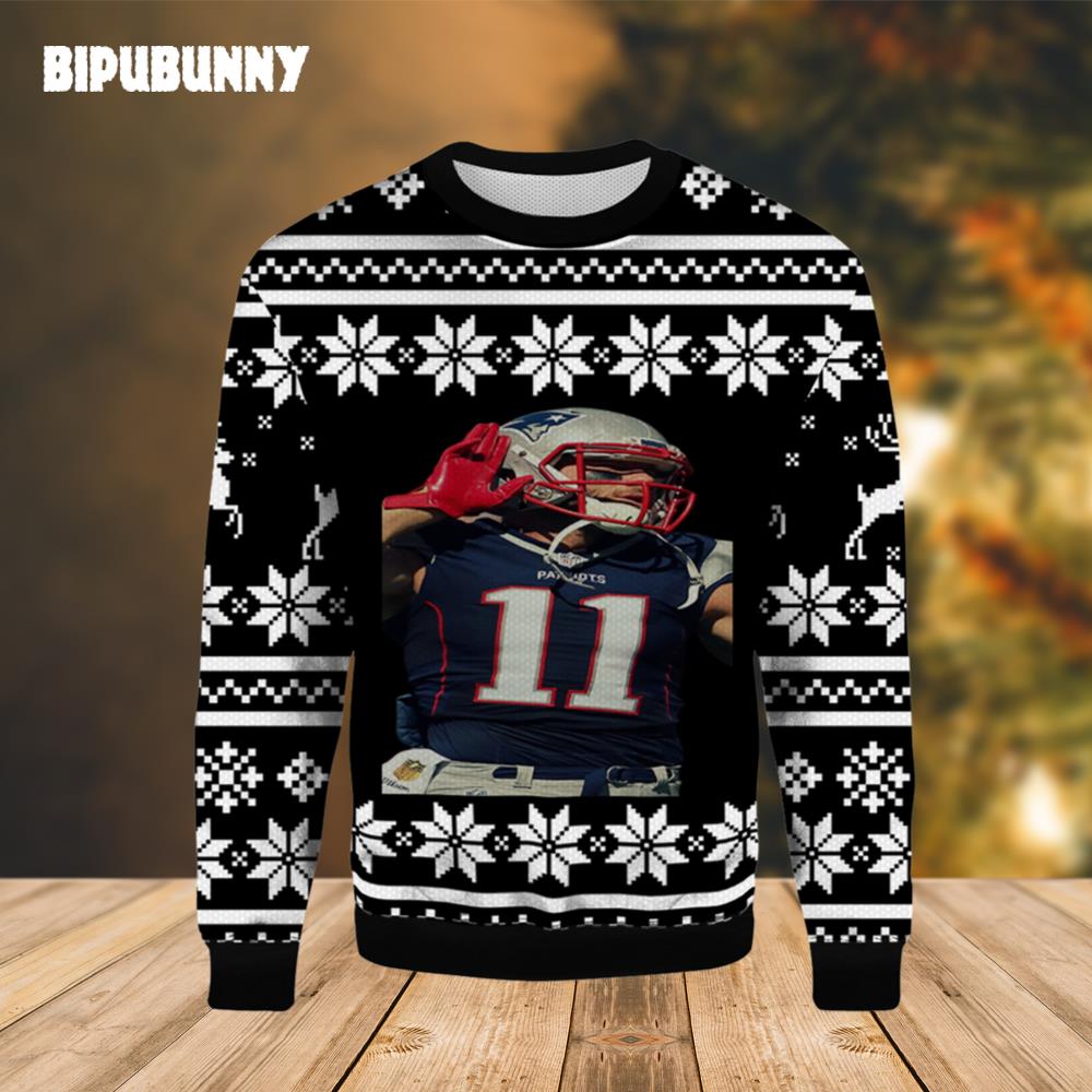 NFL New England Patriots Julian Edelman Ugly Sweater- Best Christmas Gifts 2023