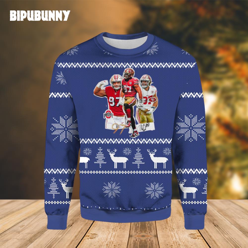 Nick Bosa Ohio State Ugly Christmas Sweater- Best Christmas Gifts 2023