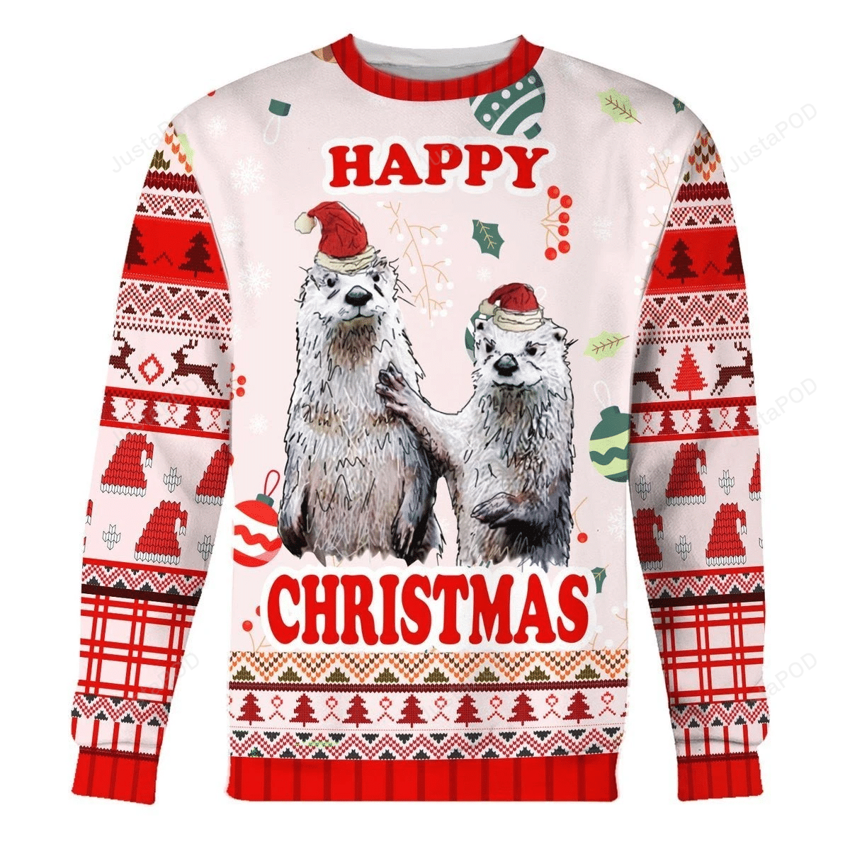 Otter Couple Santa Christmas Ugly Sweater- Best Christmas Gifts 2023