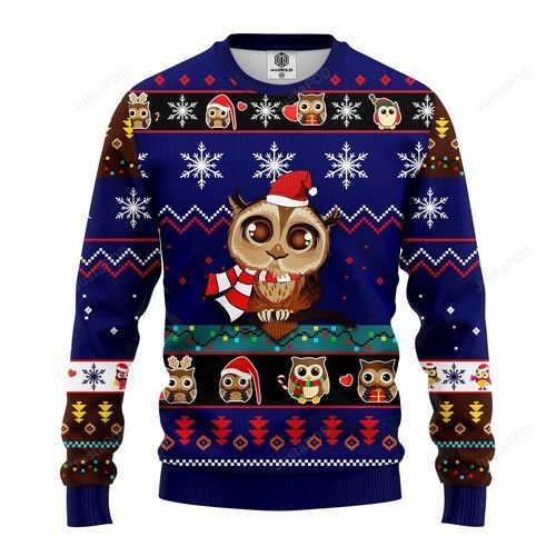 Owl Santa Christmas Ugly Sweater- Best Christmas Gifts 2023