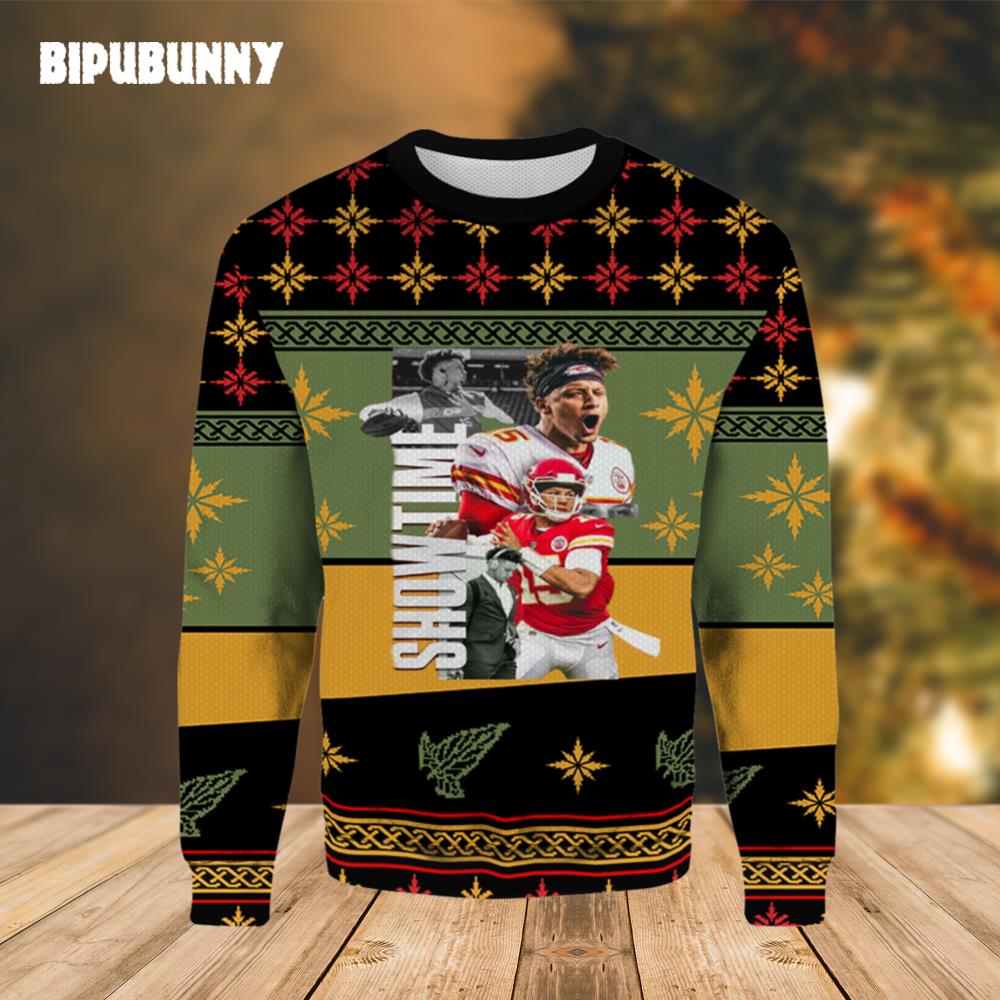 Patrick Mahomes Show Time Ugly Christmas Sweater- Best Christmas Gifts 2023