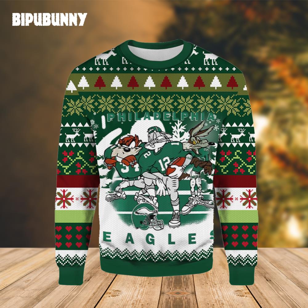 Philadelphia Eagles Looney Tunes Characters Ugly Sweater- Best Christmas Gifts 2023