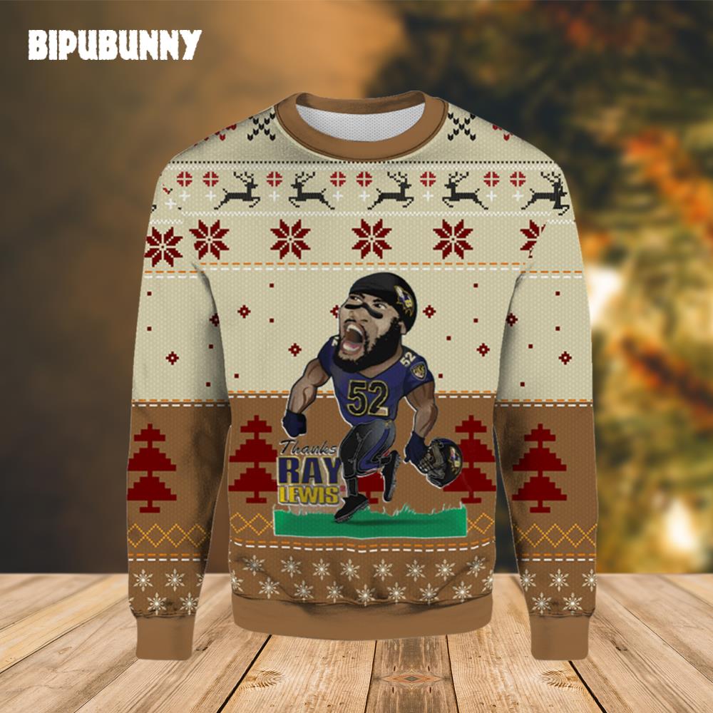 Ray Lewis Baltimore Ravens Ugly Christmas Sweater- Best Christmas Gifts 2023