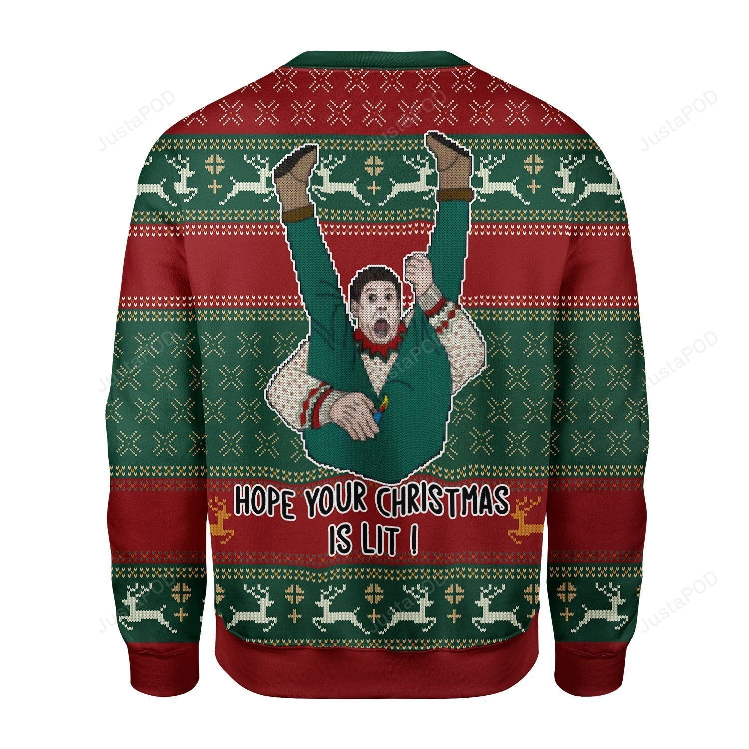 Reindeer Pattern Man Hope Your Christmas Is Lit Christmas Ugly Sweater- Best Christmas Gifts 2023